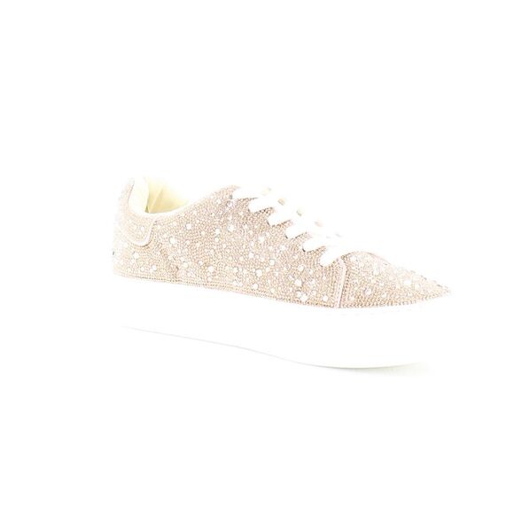 Betsey Johnson Sidny Sneaker Donna Con Strass – Plateau 2,5 Cm, Chiusura Con Lacci – Taglia 38 EU – Brillante E Alla Moda